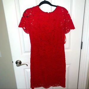 Ralph Lauren Red Lace Shift Dress Size 12